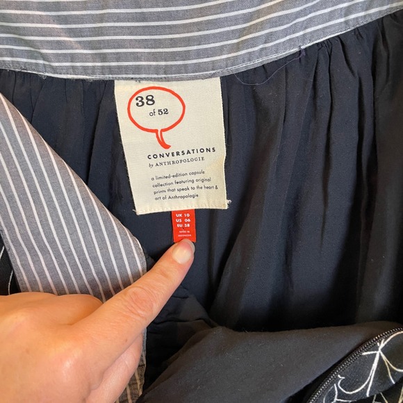 ANTHROPOLOGIE Women's 52 Conversations Colloquial Skirt Sz 6 Black Floral Linen - Picture 10 of 11